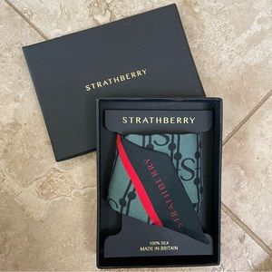 Strathberry Silk Skinny Scarf in green